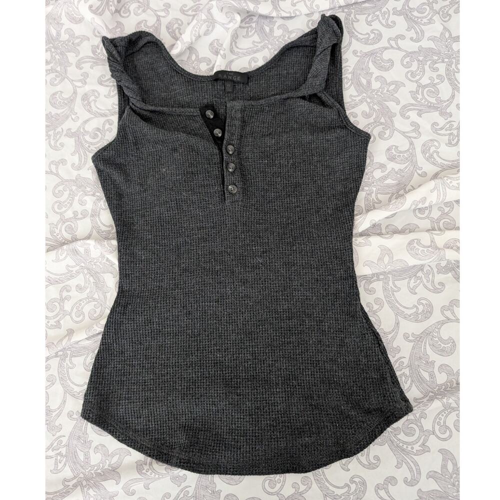 the range gray twist strap waffle knit tank top size xs